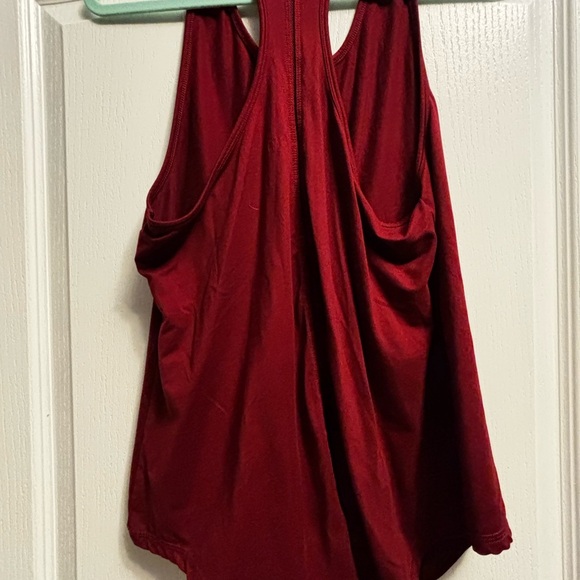 ZYIA Active Burgundy Tank Top | Mesh Detail Workout Sleeveless Shirt - Picture 4 of 6
